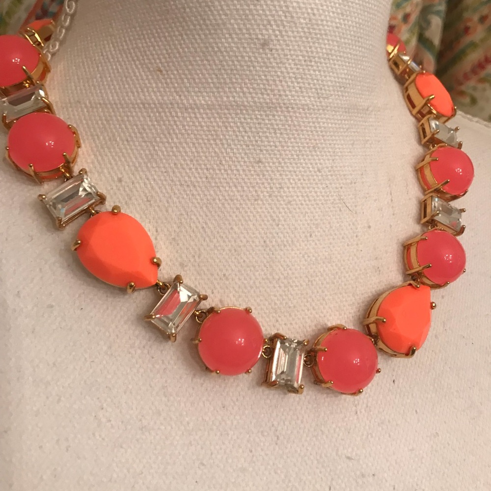 Jcrew Neon Orange/Pink Statement Necklace